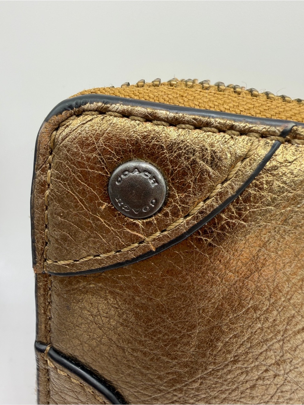 Coach Metallic Mickie (F52645) Bronze Toned Leather Wallet - Picture 6 of 12